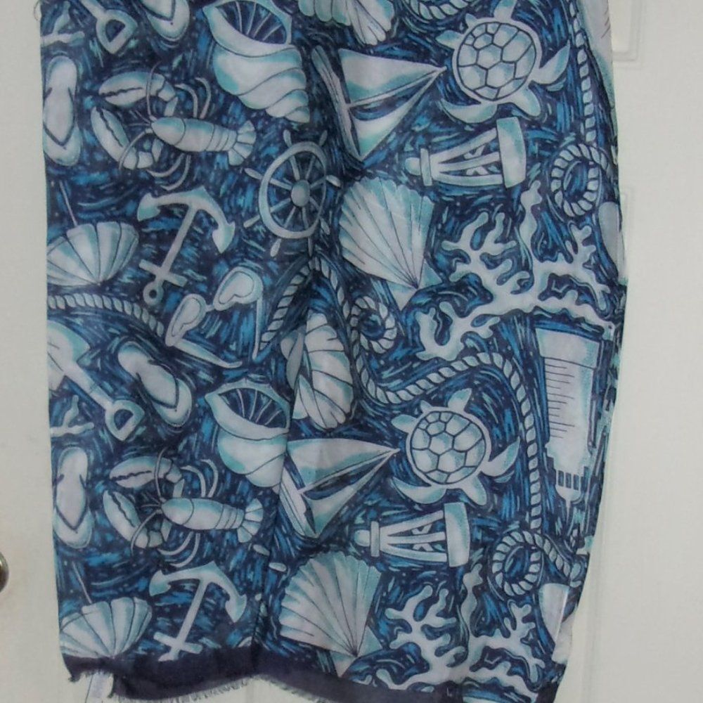 Vera Bradley Soft Fringe Long Scarf Shore Enough 26 X 72 New with Tags